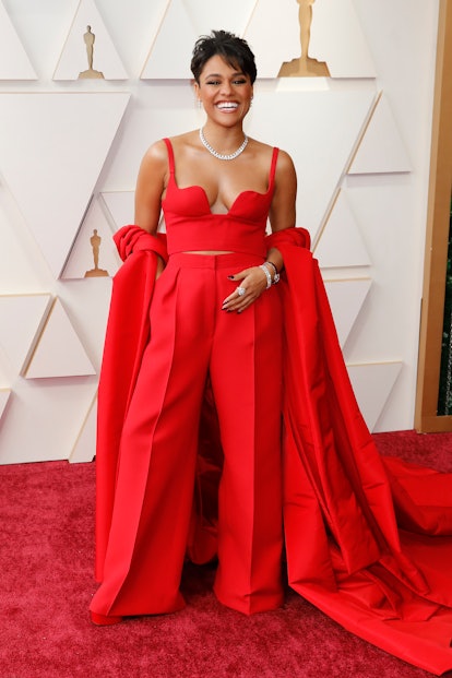 LOS ANGELES, USA - MARCH 27, 2022: Ariana DeBose arrives on the red carpet outside the Dolby Theater...